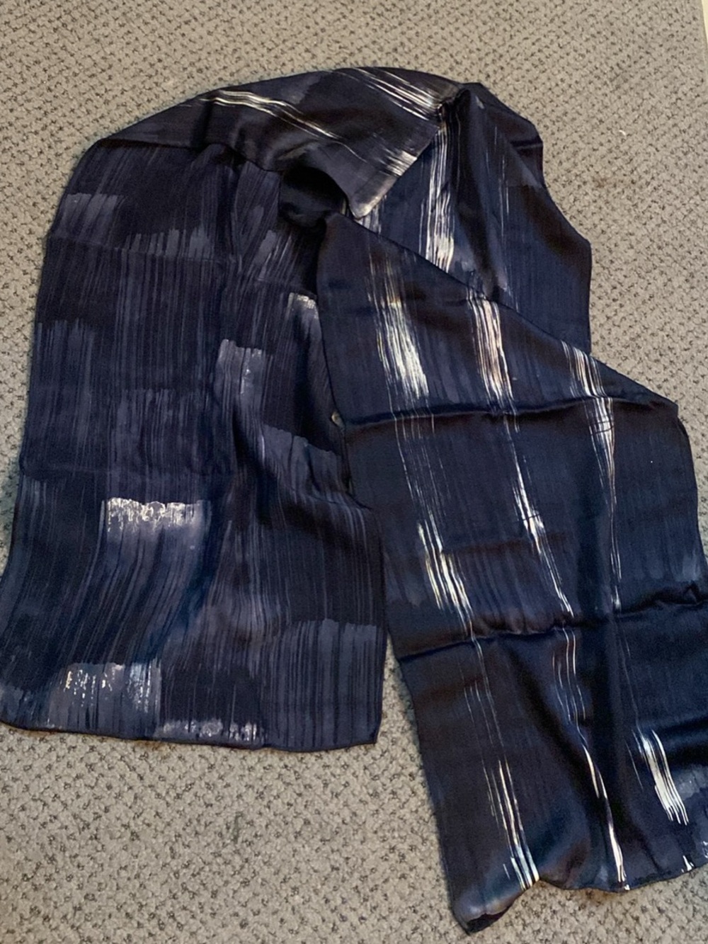 Black/Navy Brush-Stripe Scarf